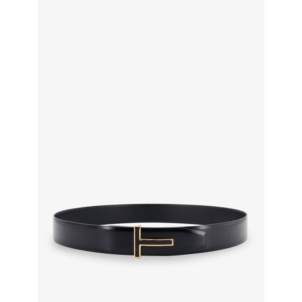 Tom Ford Men Leather Belt With Metal Logo Buckle
